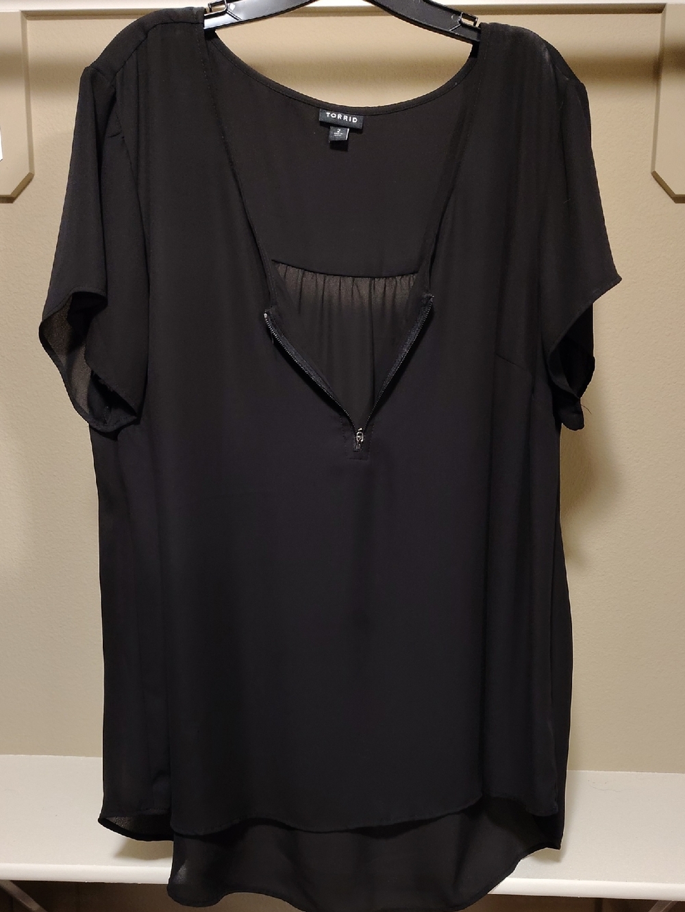 torrid Black Chiffon V-Zip Peplum Blouse